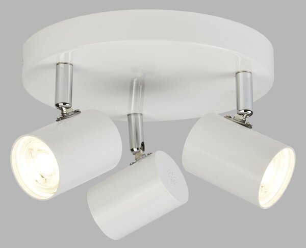 Plafoniera Contemporanea Rollo Acciaio Bianco Vetro Cromo Led 11,5W 3000K