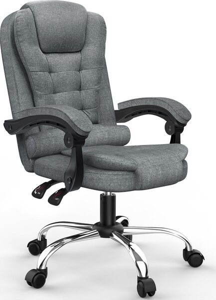 Sedia ergonomica per ufficio - Sedia da scrivania Bigzzia con schienale alto e regolazione in altezza - Sedia direzionale - Sedia reclinabile per ufficio, casa - Grigio