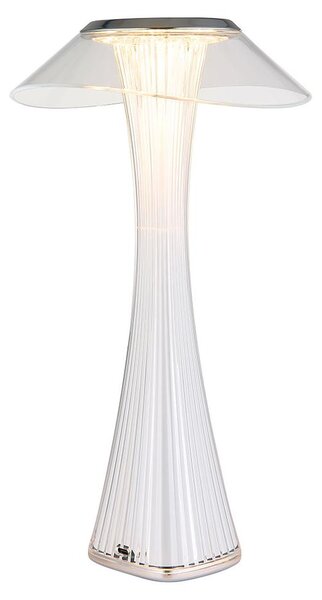 Lampada da tavolo a LED, touch dimmer, batteria ricaricabile, cromata, H 27,4 cm