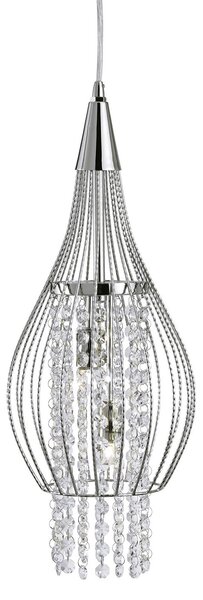 Lampadario Classico Razzo Acciaio Cromo Vetro 2 Luci G9