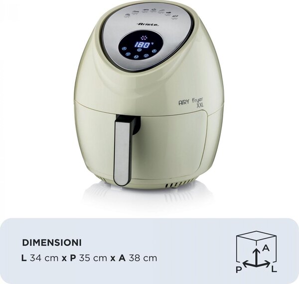 Ariete Friggitrice ad Aria Capacit 7 Litri Potenza 1800 Watt con Timer e Termostato Regolabile colore Beige - 00C461802AR0 Airy Fryer XXL
