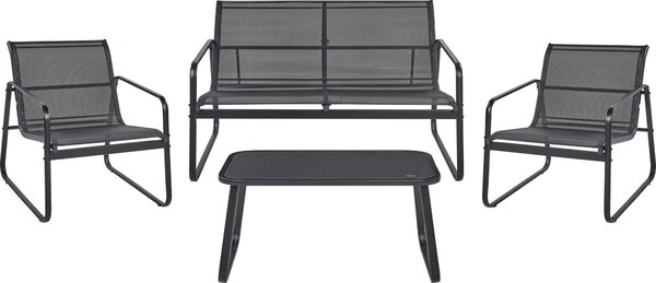 BELIANI Set di divani da giardino in acciaio nero a 4 posti con tavolo in stile industriale giardino terrazzo balcone