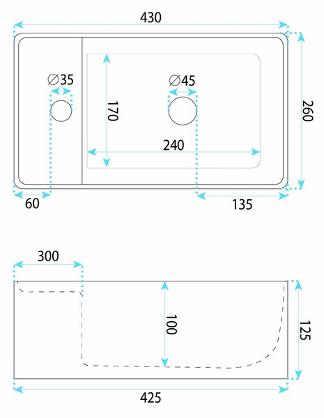 Mobile da bagno con lavabo REA Astra 43cm