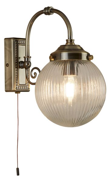 Applique Classica Belvue Acciaio Ottone Vetro Trasparente 1 Luce E14