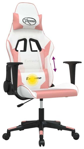 VidaXL Sedia da gioco con funzione massaggio in ecopelle bianca e rosa