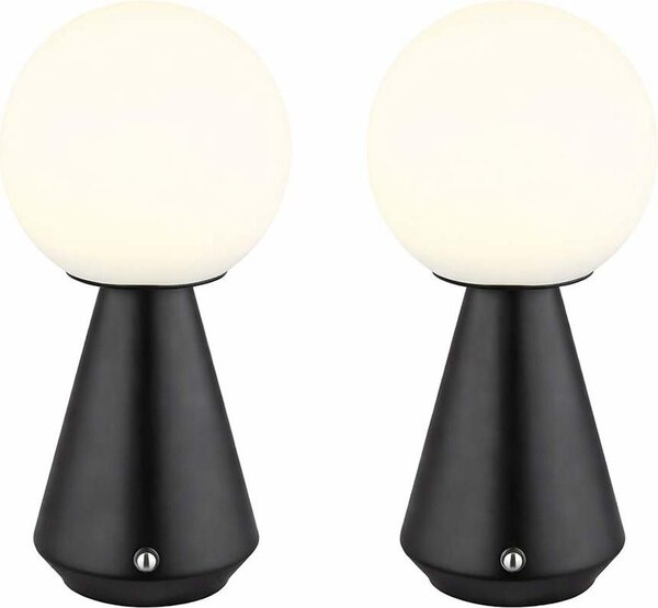 Set di 2 lampade da tavolo a LED, nero, touch, dimmerabile, H 23,5 cm