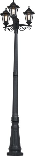 Lampada da esterno classica nera 217 cm IP44 New Haven martellata