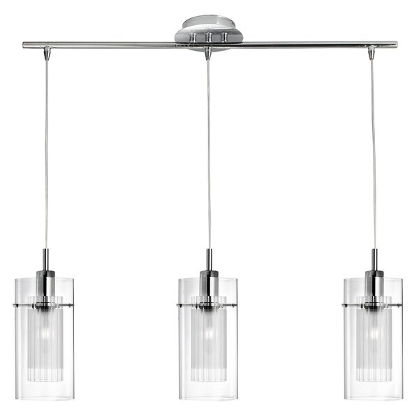 Lampadario Contemporaneo Duo 1 Acciaio Cromo 3 Luci E14
