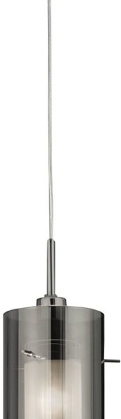 Lampadario Contemporaneo Duo 2 Acciaio Cromo Vetro 3 Luci E14