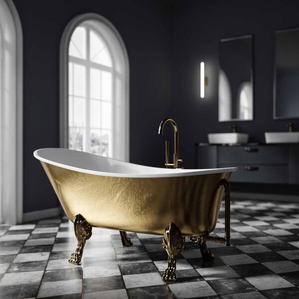 Vasca da bagno freestanding PARIS PREMIUM - Acrilico - Oro - 175 x 74 x 86 cm - con piedini in metallo dorato