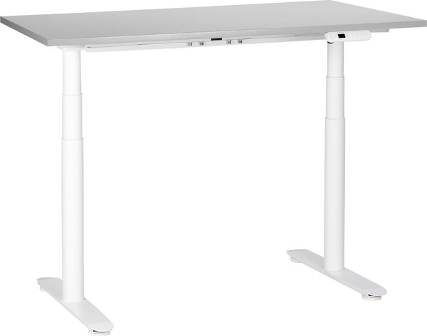 BELIANI Scrivania regolabile in altezza piano grigio struttura in acciaio bianco 120 x 72 cm regolazione elettrica in altezza ufficio moderno