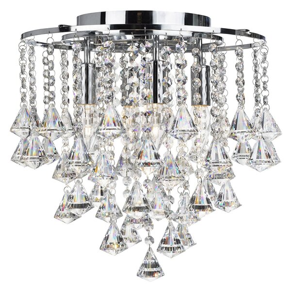 Plafoniera Classica Dorchester Acciaio Cromo Vetro 4 Luci E14