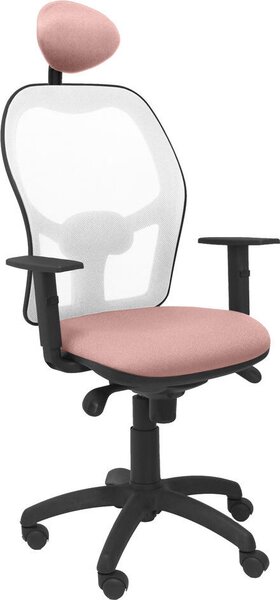 Sedia Jorquera seduta in rete bianca bali rosa pallido con poggiatesta fisso