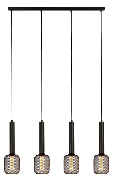 Lampadario Contemporaneo Dulwich Acciaio Nero 4 Luci E27