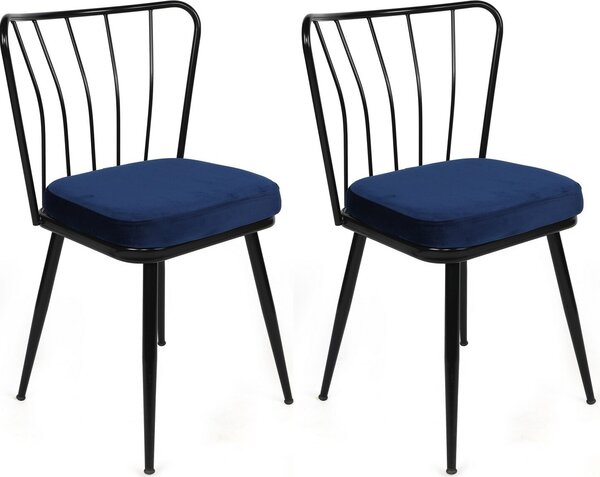 Skye Decor, Yldz-944 V2, set di sedie (2 pezzi), blu scuro, 100% METALLO, 43 x 42 x 82 cm