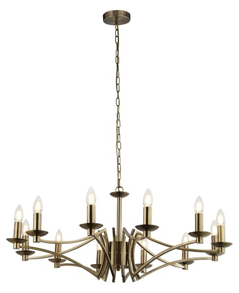 Lampadario Classico Ascot Acciaio Ottone 12 Luci E14