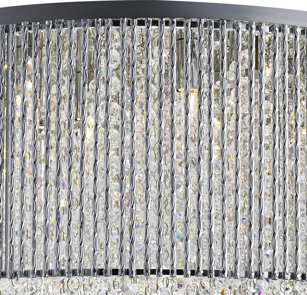 Lampadario Classico Elisa I Acciaio Cromo Vetro Trasparente 8 Luci G9