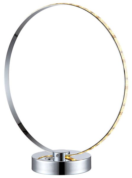 Lampada da tavolo a LED, cromo, argento, design ad anello, H 33 cm