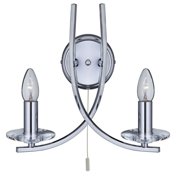 Applique Industrial-Nordico Ascona Acciaio Cromo Vetro 2 Luci E14
