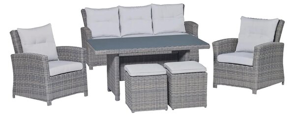 Set da salotto con tavolo da pranzo Vermont 6 pezzi in polyrattan Wave Cliff