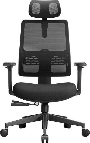 Sedia da ufficio, supporto lombare regolabile, braccioli 3D, nero