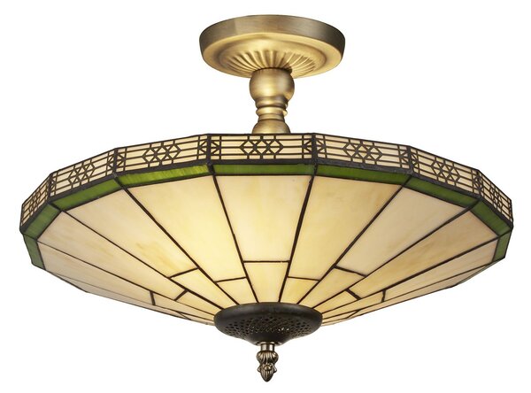 Plafoniera Classica New York Acciaio Bronzo Vetro 2 Luci E14