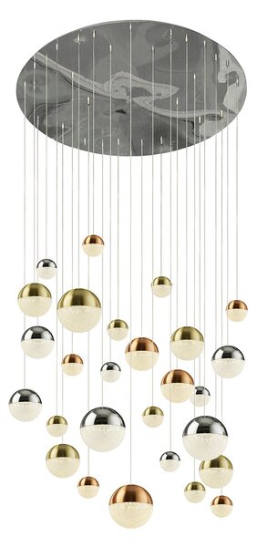 Plafoniera Contemp Pianeti Acciaio Cromo Policarbonato Ottone Led 204W 4000K