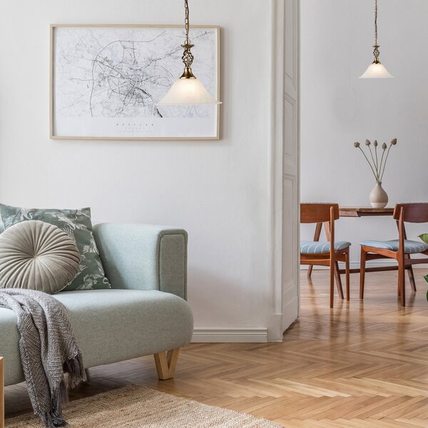 Lampadario Contemporaneo Camerun Acciaio Ottone Vetro 1 Luce E27