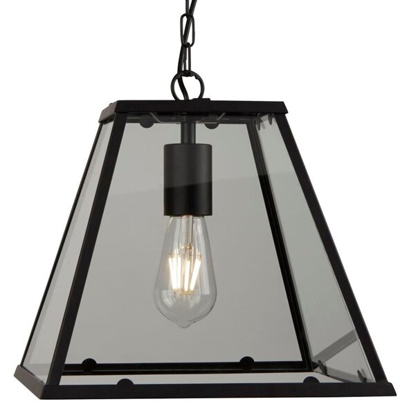 Sospensione Industrial-Nordico Lantern Noir Acciaio Nero Vetro 1 Luce E27