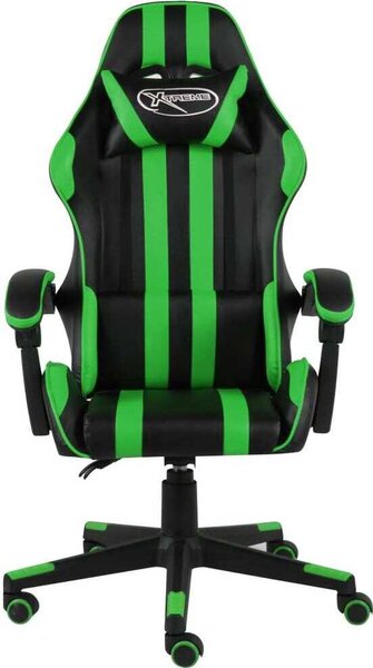 Sedia da Gaming Nero e Verde in Pelle finta