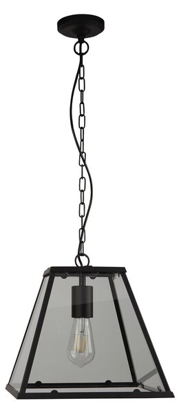 Sospensione Industrial-Nordico Lantern Noir Acciaio Nero Vetro 1 Luce E27