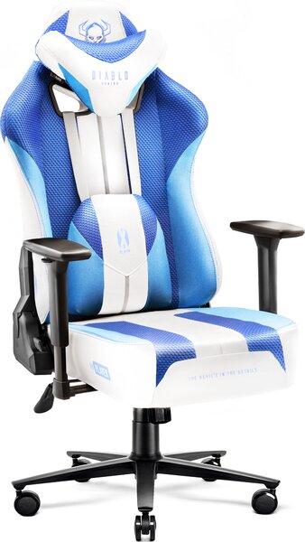 Sedia da gioco Diablo X-Player Sedia da ufficio Tessuto 3D Braccioli Design ergonomico Cuscino collo/glutei Bianco gelo / bianco Normale L