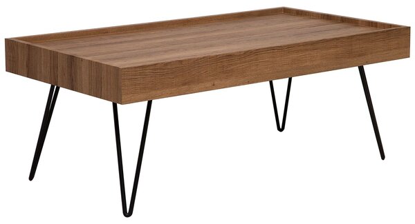 Tavolino a V BELIANI marrone con gambe nere 60 x 100 cm rettangolare industriale