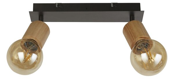 Plafoniera Industrial-Nordico Spinoso Acciaio Nero Marrone 2 Luci E27