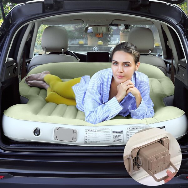 Materasso gonfiabile per SUV - Pompa integrata - 187x124x15 cm - PVC - Verde chiaro