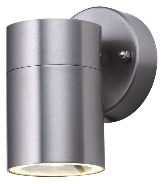Applique Moderna Metro Acciaio Argento Vetro Trasparente 1 Luce Gu10