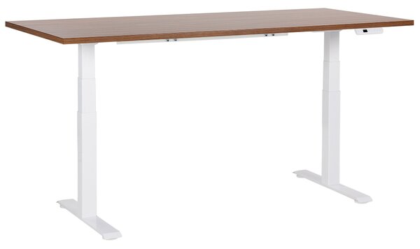 BELIANI Scrivania regolabile in altezza piano in legno scuro con struttura in acciaio 180 x 80 cm regolazione elettrica in altezza ufficio moderno