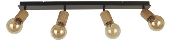 Plafoniera Industrial-Nordico Spinoso Acciaio Nero Marrone 4 Luci E27
