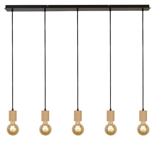 Lampadario Lineare Industrial-Nordico Spinoso Acciaio Nero Marrone 5 Luci E27