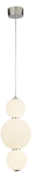 Lampadario Contemporaneo Palla Neve Acciaio Cromo Vetro Bianco Led 18,97W 3000K