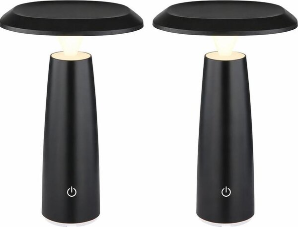 Lampada da tavolo LED, con dimmer touch, alimentata a batteria, colore nero, altezza 20 cm