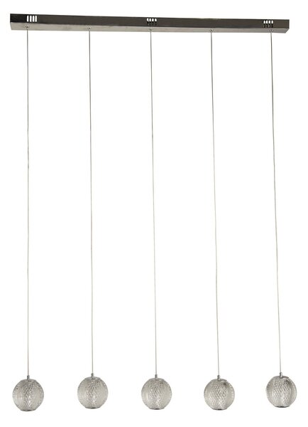 Lampadario Lineare Contemp Fascino Acciaio Cromo Policarbonato Led 28W 3000K