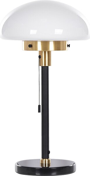 BELIANI Lampada da tavolo nero oro bianco vetro ferro 55 cm paralume a semisfera camera da letto soggiorno retrò classico