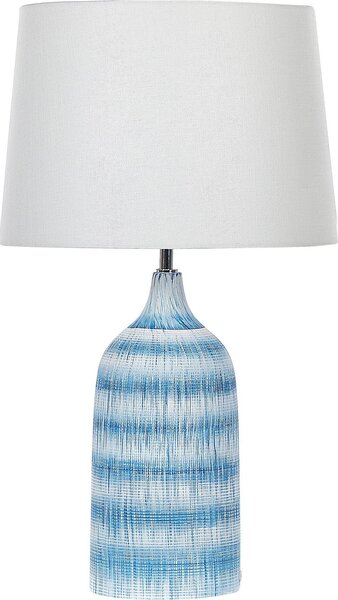 BELIANI Lampada da tavolo base in Vetroceramica blu 66 cm paralume in tessuto bianco lampada da tavolo classica lampada da comodino