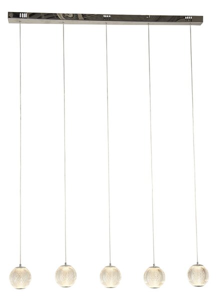 Lampadario Lineare Contemp Fascino Acciaio Cromo Policarbonato Led 28W 3000K