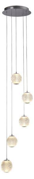 Lampadario Contemporaneo Fascino Acciaio Cromo Policarbonato Led 28W 3000K