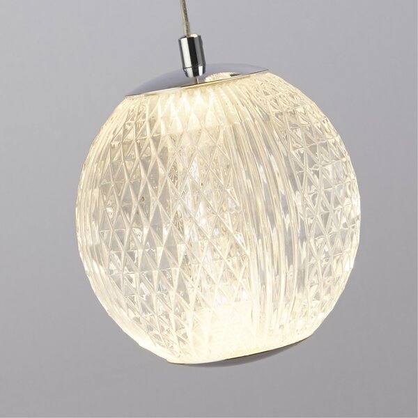 Lampadario Contemporaneo Fascino Acciaio Cromo Policarbonato Led 28W 3000K