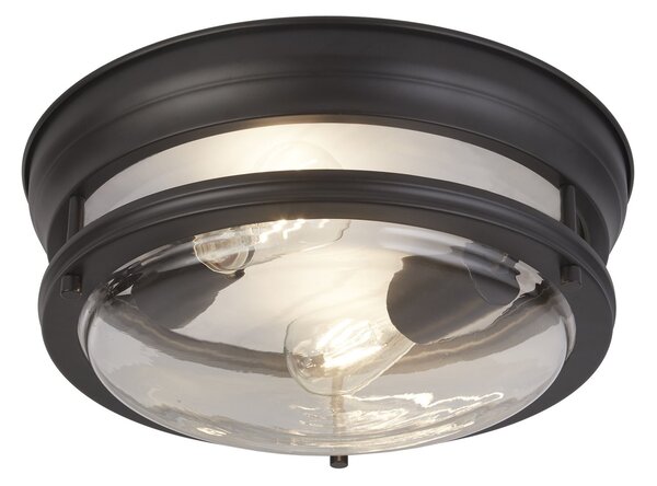Plafoniera Contemporanea Glasgow Acciaio Nero Vetro Trasparente 1 Luce E27