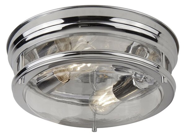 Plafoniera Contemporanea Glasgow Acciaio Cromo Vetro Trasparente 1 Luce E27