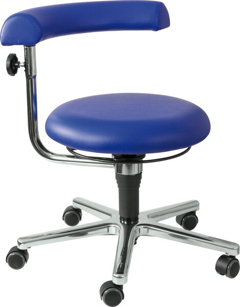 Sedia per educatori/assistenti, blu, 41-54 cm, con ruote
